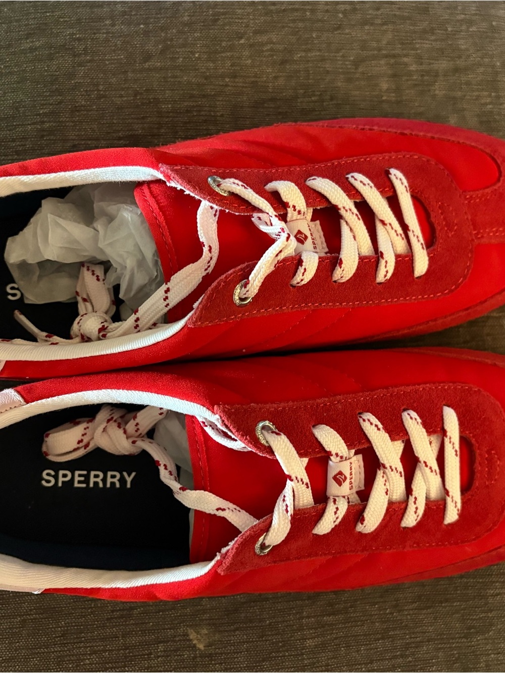 Sperry Red Canvas & Suede Lace-Up Sneakers